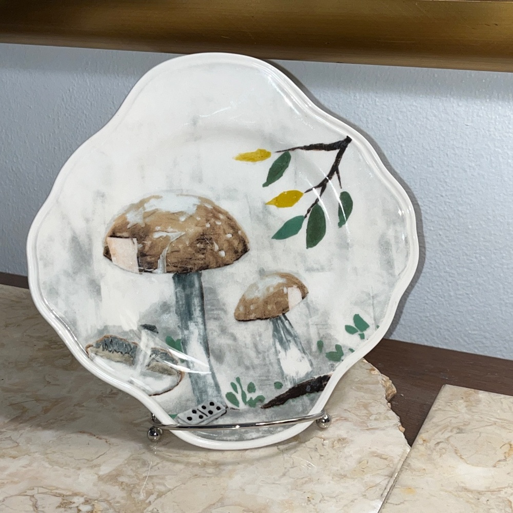 Anthropologie Rebecca Rebouche Patch of Shade Mushrooms Curious Deciduous Plate - Picture 3 of 8
